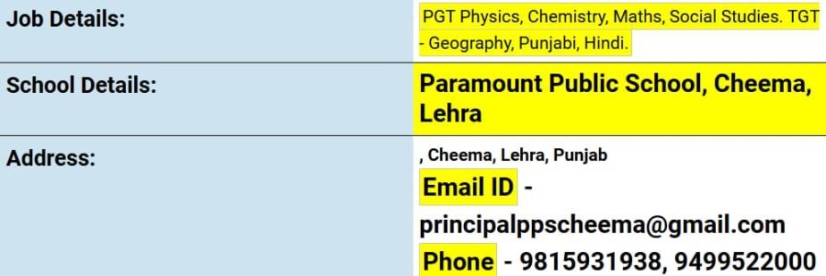 Exciting Teaching Opportunities at Paramount Public School, Cheema, Lehra, Punjab