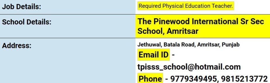 Career Opportunity: Join The Pinewood International Sr Sec School as a Physical Education Teacher