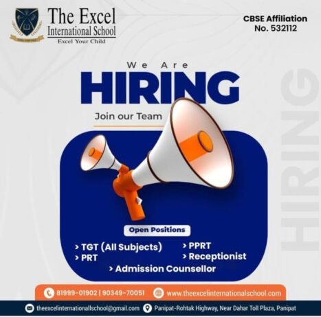 Job Opportunities at The Excel International School, Panipat, Haryana