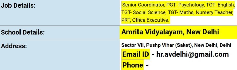 Job opportunity at Amrita Vidyalayam,New Delhi,Delhi