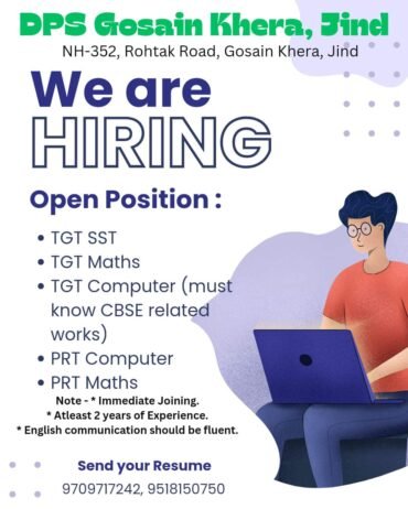 Opening Job for Teachers at DPS Gosain Khera in Jind, Haryana