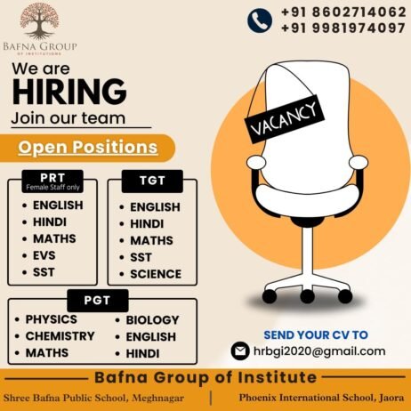 Teacher Recruitment at Bafna Group of Institutions, Ratlam, Madhya Pradesh