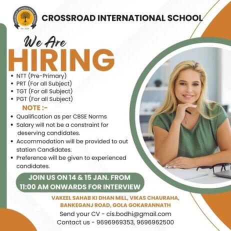 Teaching Job Opportunities at Crossroad International School, Gola Gokarannath, UP