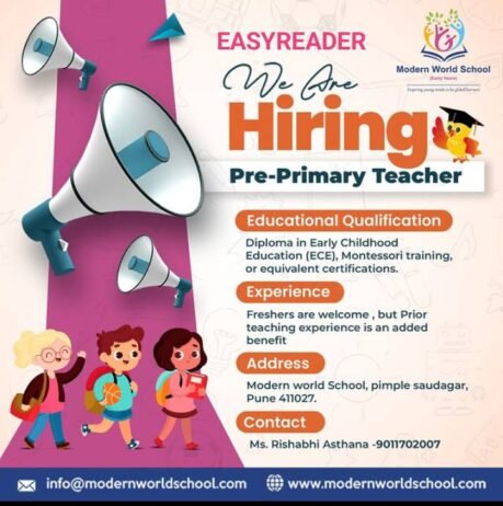 Teacher Recruitment at Modern World School, Pune, Maharastra