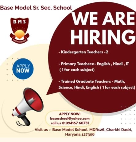 Teaching Job Openings at Base Model Sr. Sec. School, Haryana
