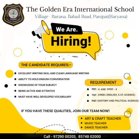 Teaching Jobs at The Golden Era International School, Panipat