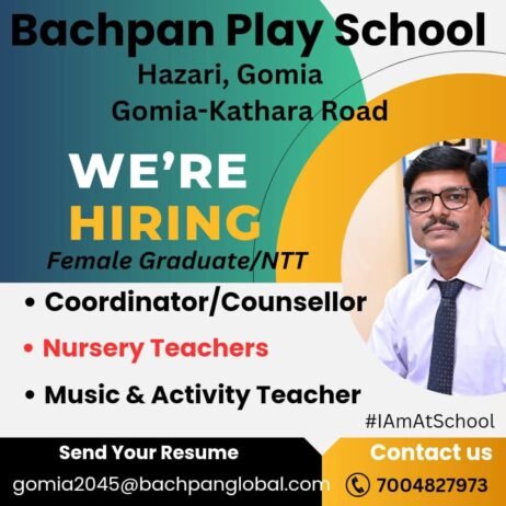 Teaching Job Openings at Bachpan Play School, Gomia, Jharkhand