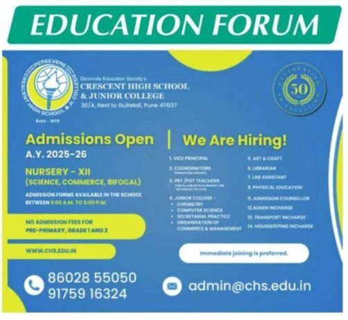 Teacher Recruitment at Crescent High School & Junior College, Pune, Maharashtra