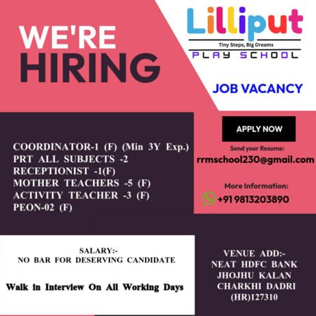 Teaching Jobs 2025: Exciting Opportunities at Lilliput Play School in Haryana