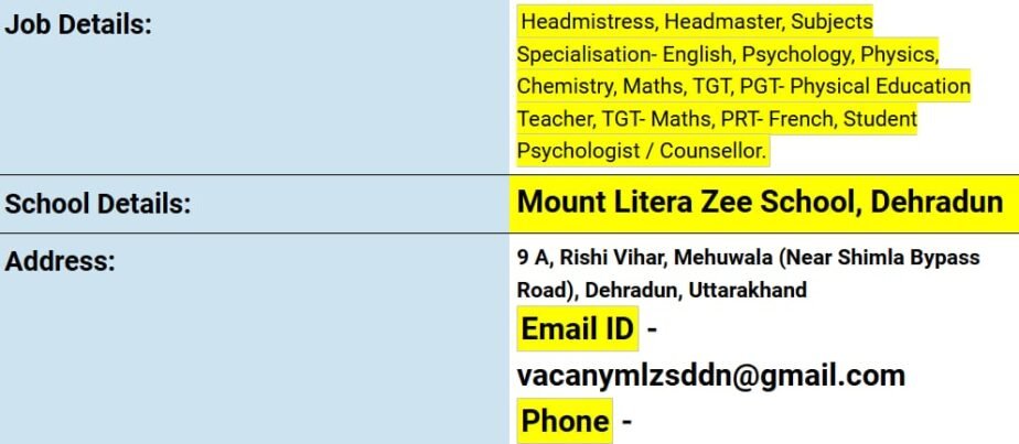 Teacher Recruitment at Mount Litera Zee School, Dehradun, Uttarakhand