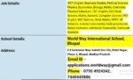 Teacher Recruitment at World Way International School, Bhopal, Madhya Pradesh