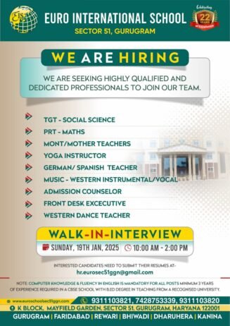 Teaching Job Openings at Euro International School, Gurugram
