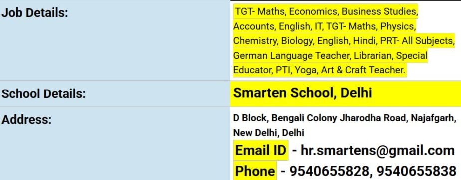 Exciting Teaching Opportunities at Smarten School, Delhi, New Delhi