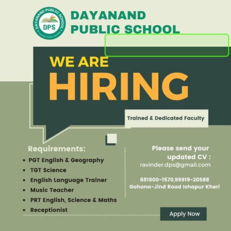 Teaching Job Opportunities at Dayanand Public School, Haryana