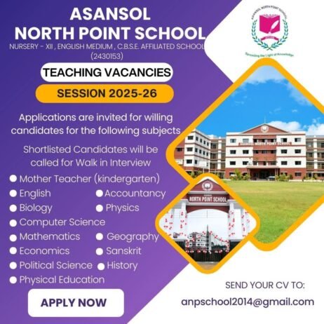 Teacher Opportunities at Asansol North Point School, Asansol, Nigha, West Bengal