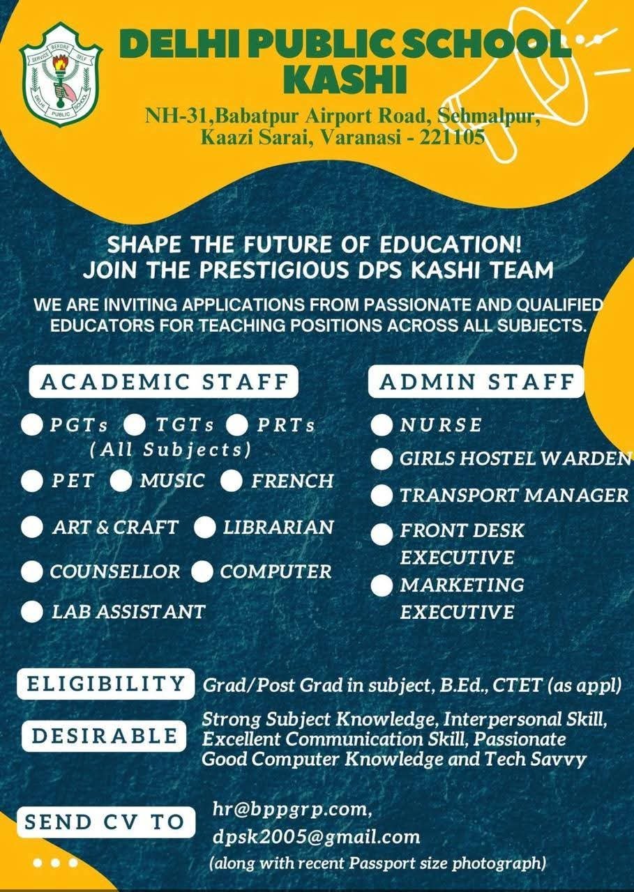 Teacher Recruitment at Delhi Public School Kashi, Uttar Pradesh
