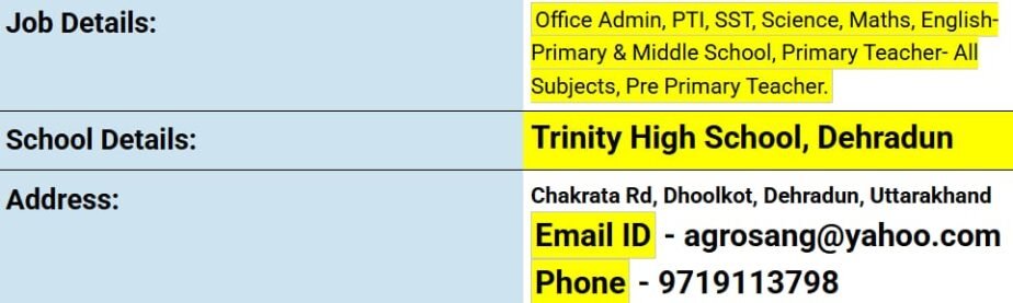 Teaching Jobs at Trinity High School, Dehradun ,Uttarakhand