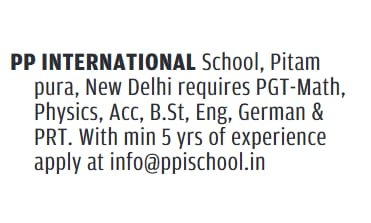 Job Opportunity at PP International School, Pitampura, Delhi