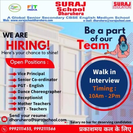 Exciting Teaching Opportunities at Suraj School, Dharuhera, Haryana