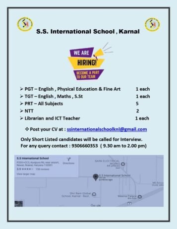 Teaching Job Openings at S.S. International School, Karnal, Haryana | Apply Now!