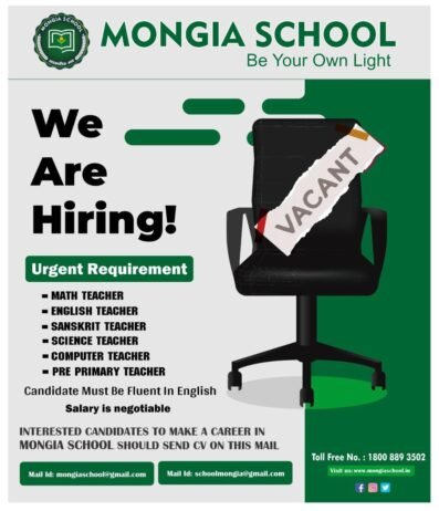 Exciting Teaching Opportunities at Mongia School,Ranchi, jharkhand