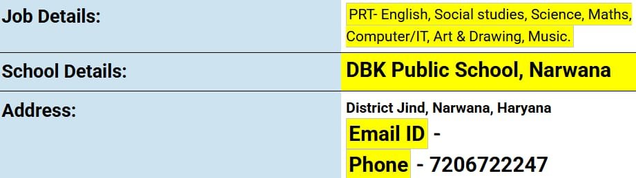 Teaching Jobs at DBK Public School, Narwana,Jind,Haryana