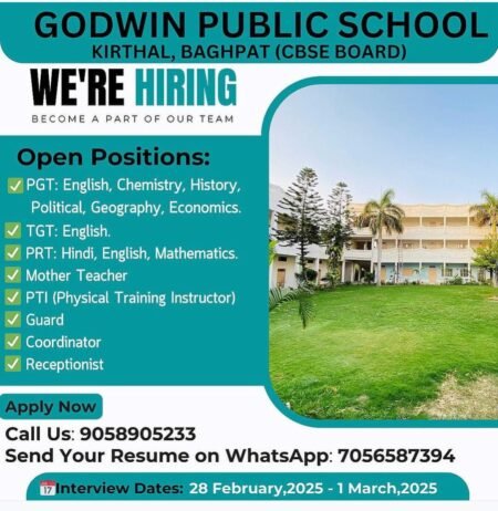 Opportunities at Godwin Public School, Kirthal, Uttar Pradesh
