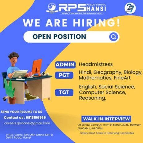 Job Opportunity at RPS Public School Hansi, Hisar, Haryana