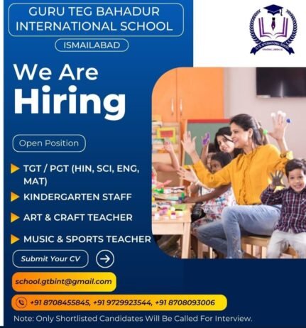 Teaching Jobs at Guru Teg Bahadur International School, Kurukshetra, Haryana