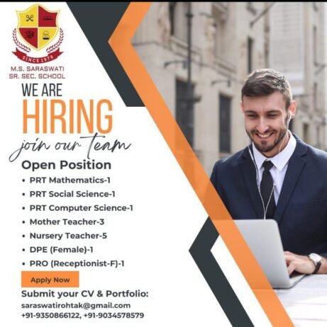 Exciting Teaching Opportunities at M.S. Saraswati Sr. Sec. School, Rohtak, haryana