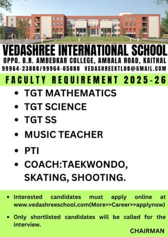 Teaching Opportunities at Vedashree International School, Kaithal, Haryana