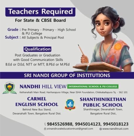 Teaching Jobs in Karnataka – Join Nandhi Group of Institutions / Bangalore Rural /