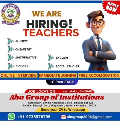 Job opportunity at Abu Group of Institutions, Vijayapura, Karnataka