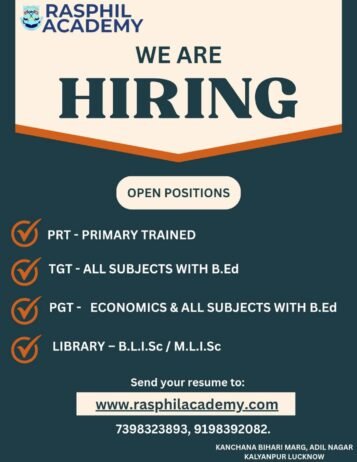 Teaching job in Rasphil Academy, Kalyanpur, Lucknow, Uttar Pradesh