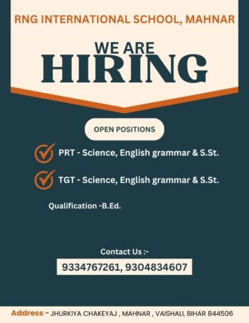 Teacher Vacancies at RNG International School, Mahnar, Bihar