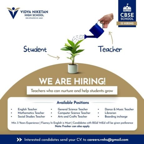 Teaching job in Vidya Niketan High School , Patharajampet, Narsannpally, Telangana