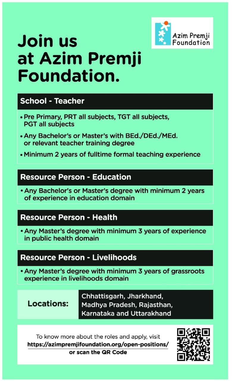 Teaching Vacancy in Bhopal | Azim Premji Foundation, Bhopal, Madhya Pradesh