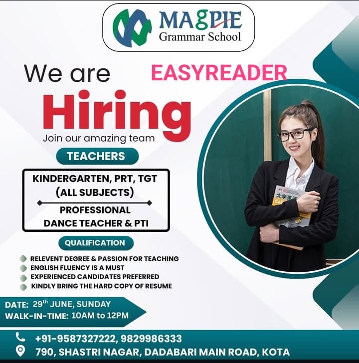 Teaching job in Kota | Magpie Grammar School, Kota, Rajasthan