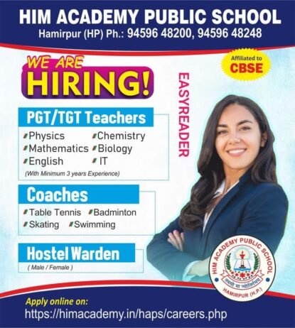 Teaching job in Hamirpur | Him Academy Public School, Hamirpur, Himachal Pradesh