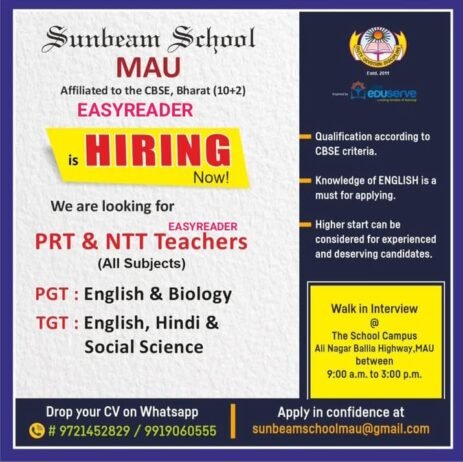 Teaching job in MAU | Sunbeam School MAU,  Uttar Pradesh