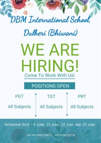 Teaching job in Bhiwani | DBM International School, Bhiwani, Haryana