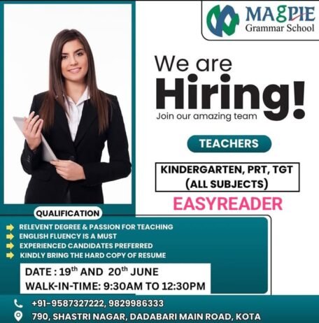 Teaching job in kota | Magpie Grammar School, Kota, Rajasthan