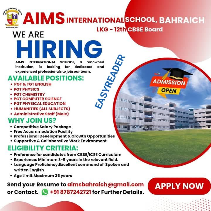 Job Vacancies at Bahraich | AIMS International School, Bahraich, UP
