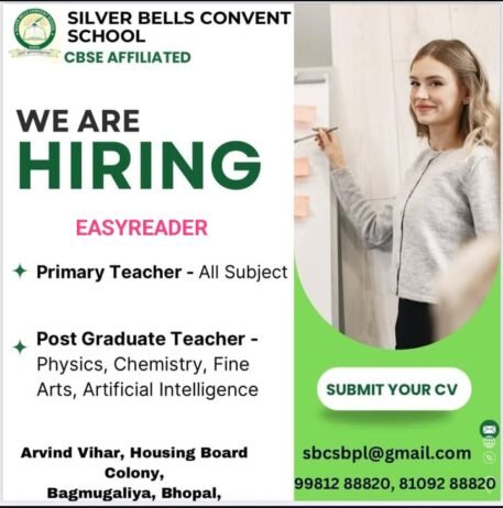Teaching job in bhopal | Silver Bells Convent School, Bhopal, MP