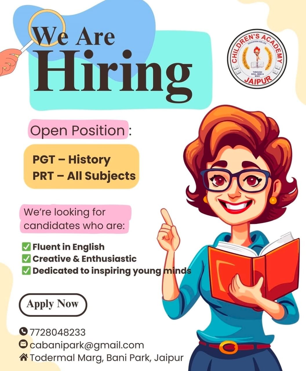 Teaching job in Jaipur | Children’s Academy, Jaipur, Rajasthan