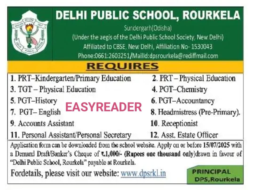 Teaching job in Rourkela | Delhi Public School, Rourkela, Odisha