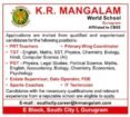 Teaching job in Gurugram | K.R. MANGALAM WORLD SCHOOL, Gurugram, Haryana